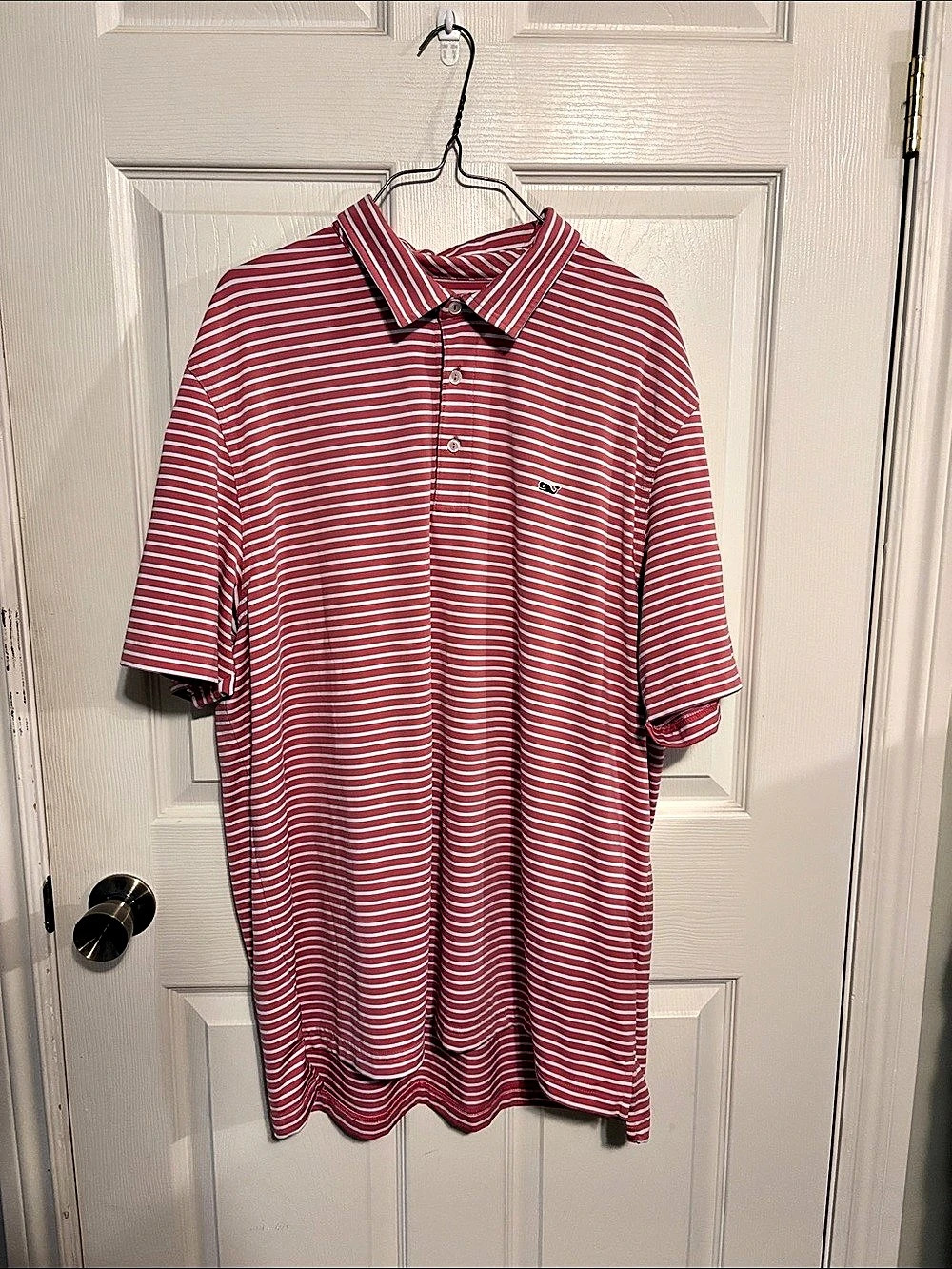 Vineyard Vines St. Jean Stripe Sankaty Polo Red & White XL